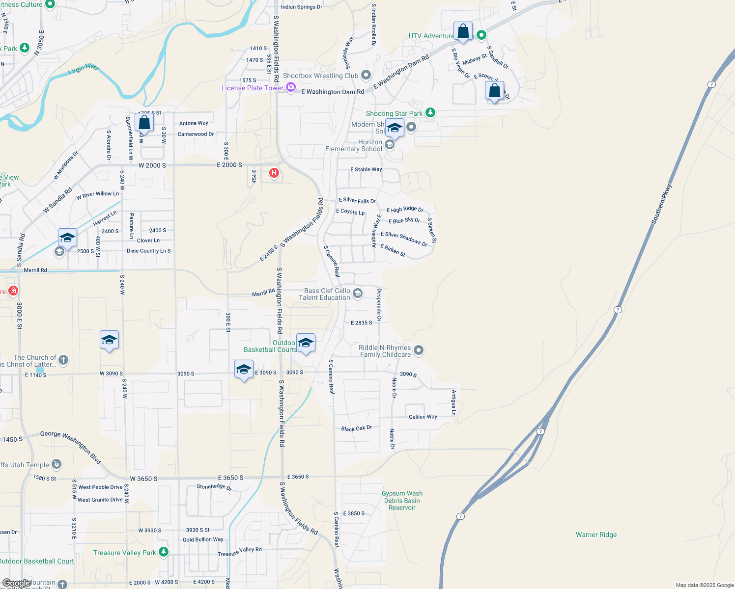 map of restaurants, bars, coffee shops, grocery stores, and more near 1031 East Outlaw Gulch in Washington