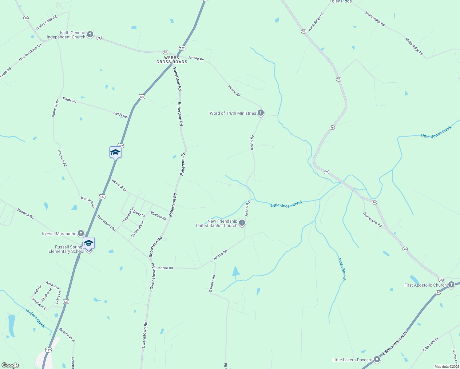 map of restaurants, bars, coffee shops, grocery stores, and more near East Foster Road in Russell County