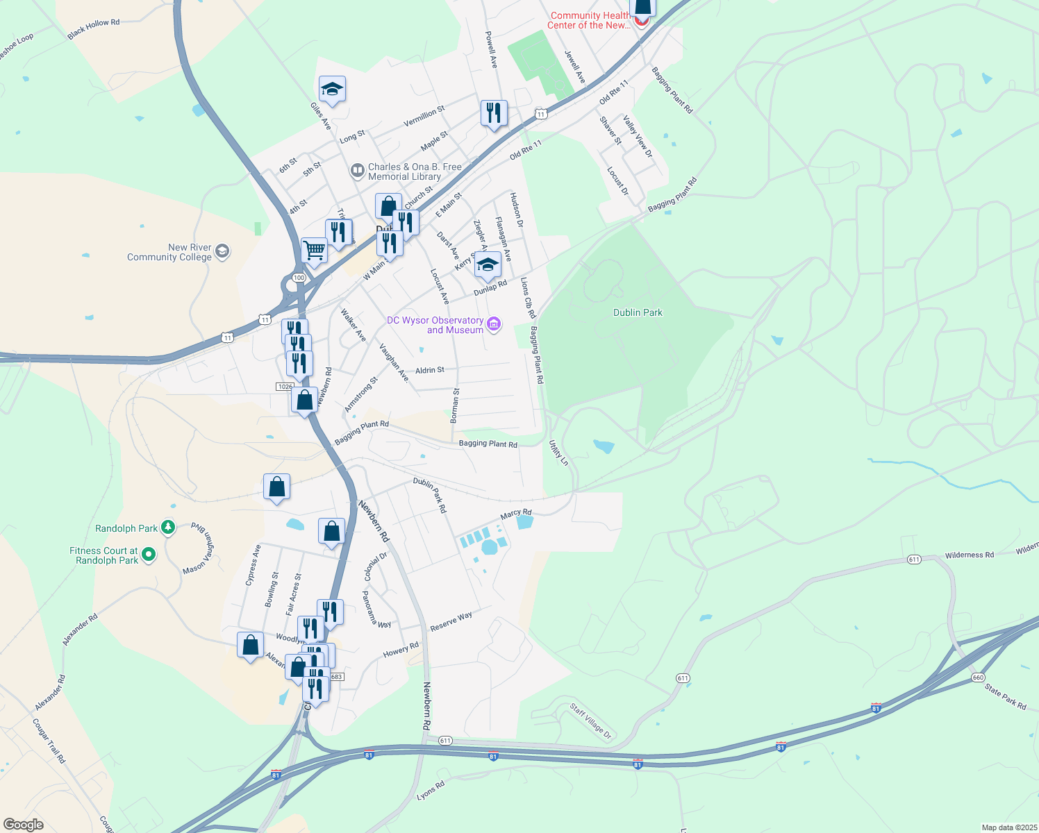 map of restaurants, bars, coffee shops, grocery stores, and more near 5506 Stafford Dr in Dublin
