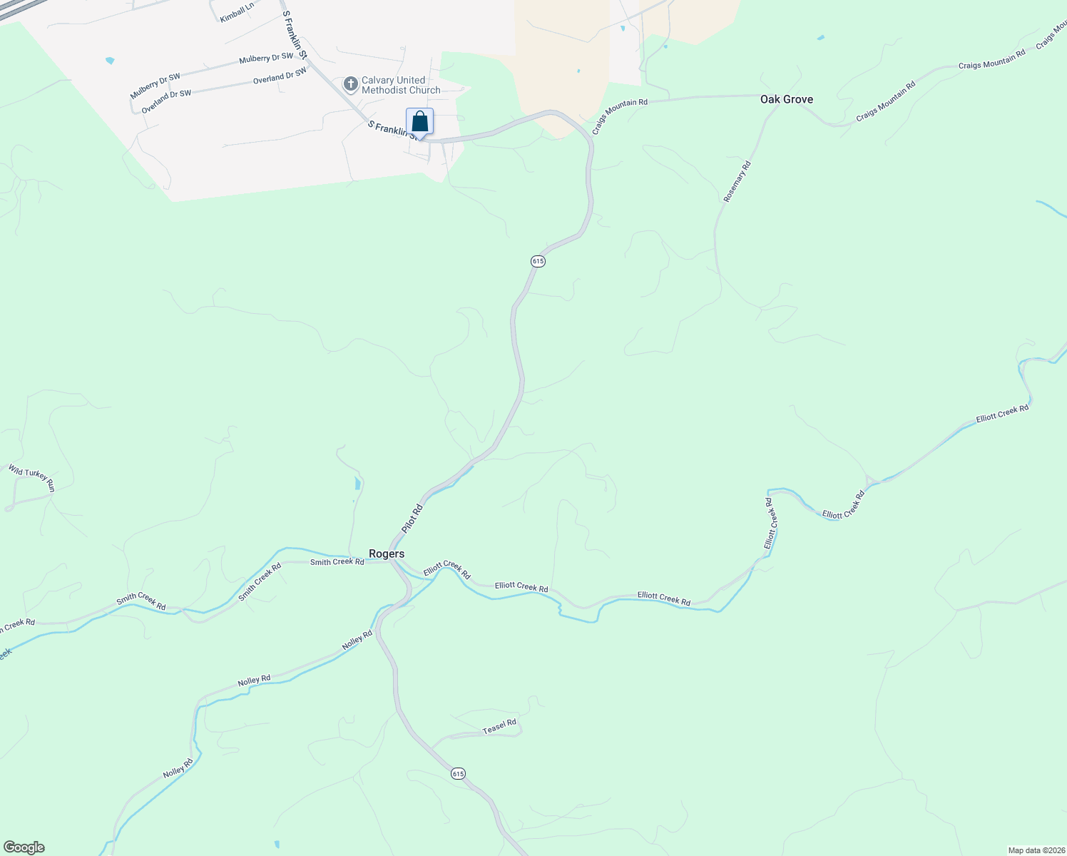 map of restaurants, bars, coffee shops, grocery stores, and more near 2974 Pilot Road in Christiansburg