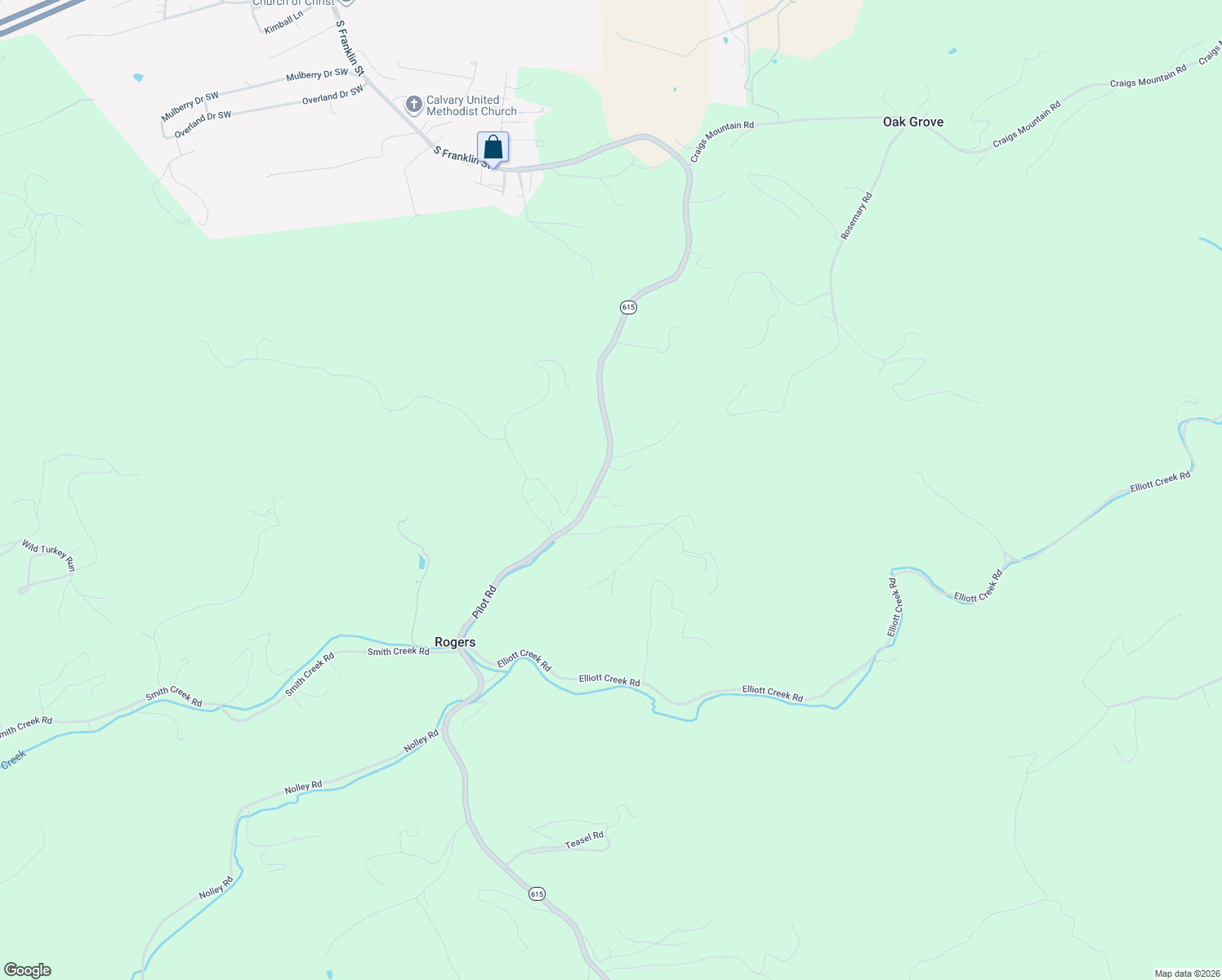 map of restaurants, bars, coffee shops, grocery stores, and more near 2974 Pilot Road in Christiansburg