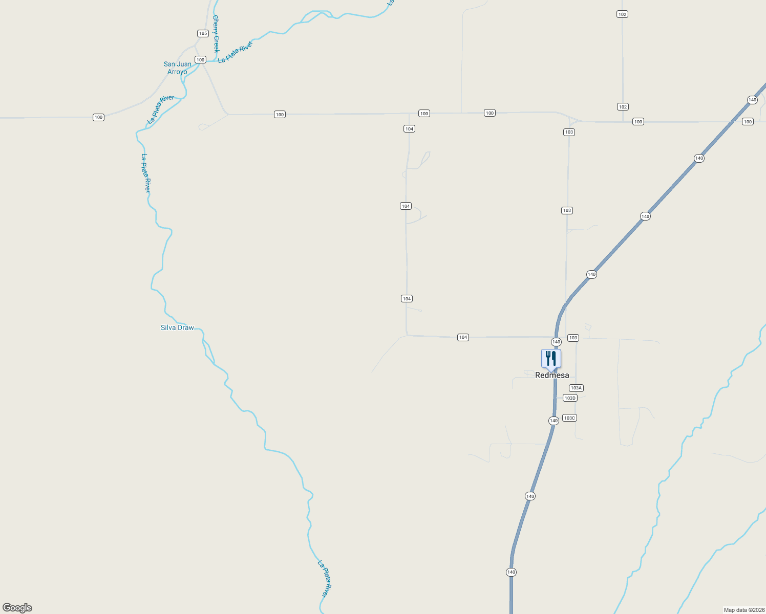 map of restaurants, bars, coffee shops, grocery stores, and more near 793 County Road 104 in Hesperus