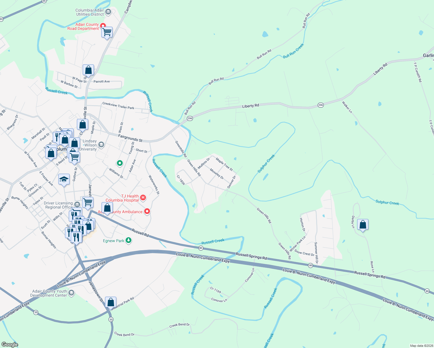 map of restaurants, bars, coffee shops, grocery stores, and more near 99 Keen Drive in Columbia
