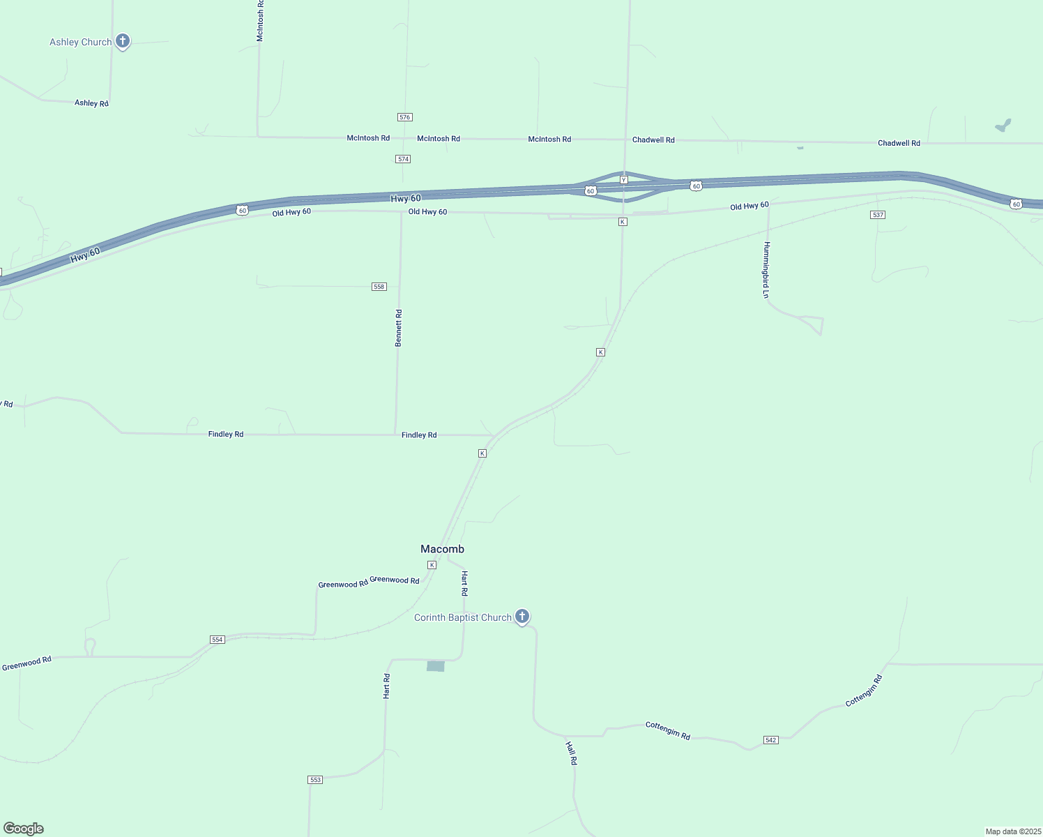 map of restaurants, bars, coffee shops, grocery stores, and more near 1401-1405 State Highway K in Macomb
