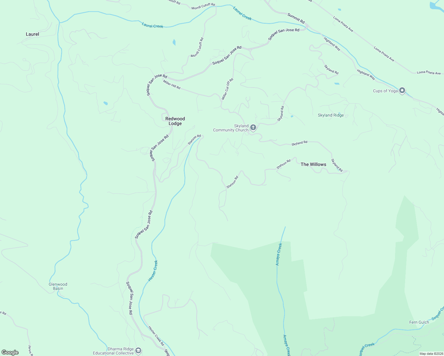 map of restaurants, bars, coffee shops, grocery stores, and more near 15377 Stetson Road in Los Gatos