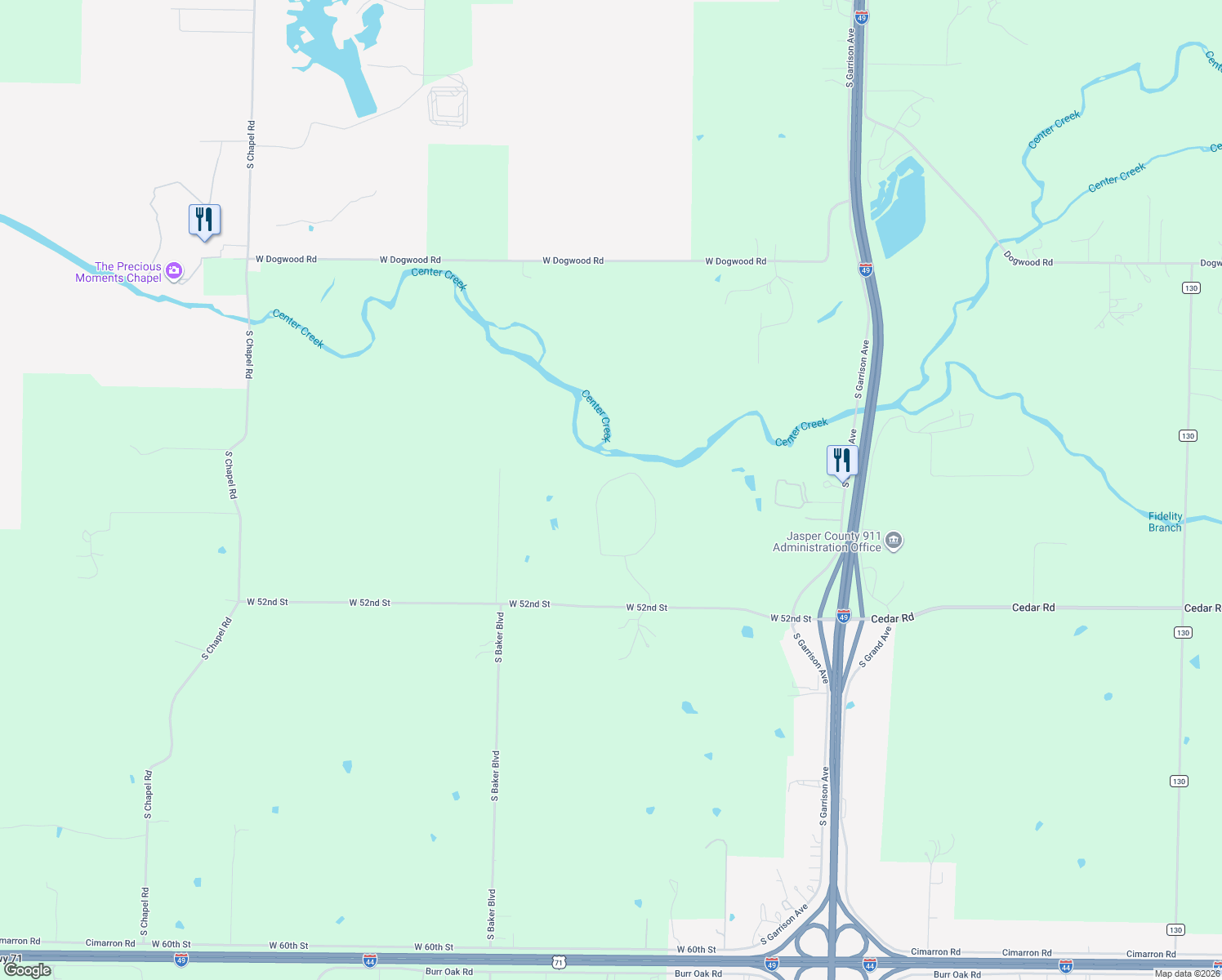 map of restaurants, bars, coffee shops, grocery stores, and more near 4905 Deer Run Loop in Carthage