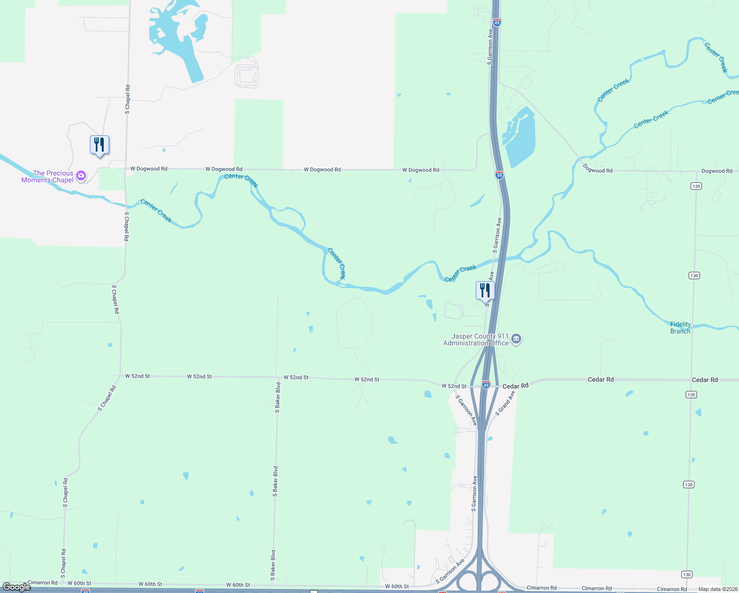 map of restaurants, bars, coffee shops, grocery stores, and more near 4924 Deer Run Loop in Carthage