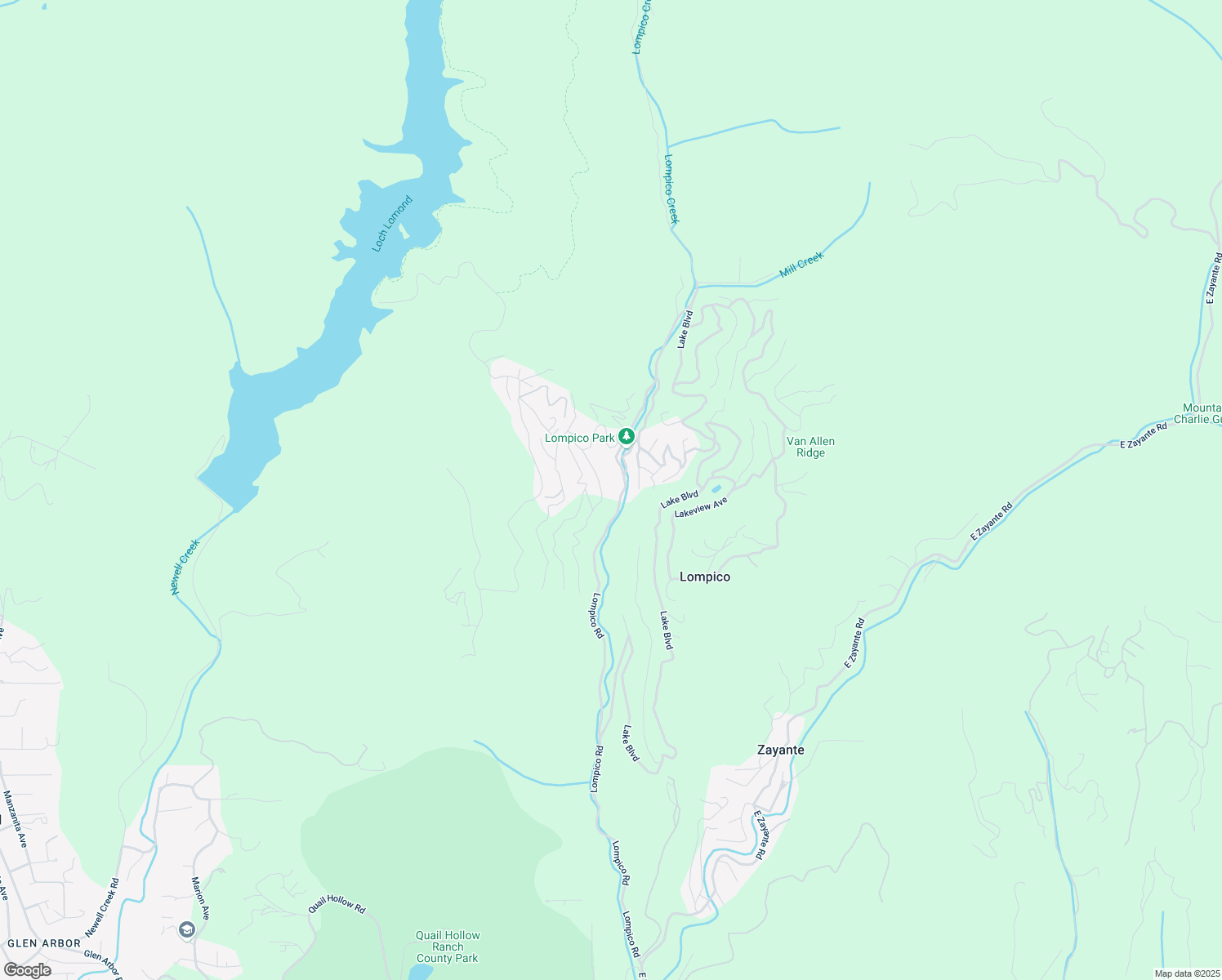 map of restaurants, bars, coffee shops, grocery stores, and more near 10524 Lompico Road in Felton