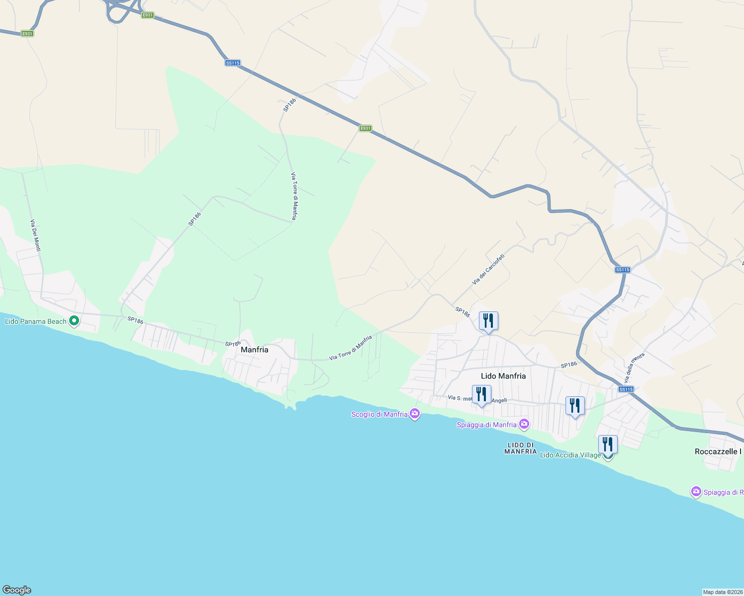 map of restaurants, bars, coffee shops, grocery stores, and more near in Free municipal consortium of Caltanissetta