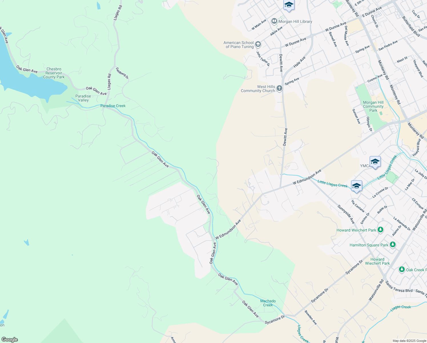 map of restaurants, bars, coffee shops, grocery stores, and more near 1755 West Edmundson Avenue in Morgan Hill