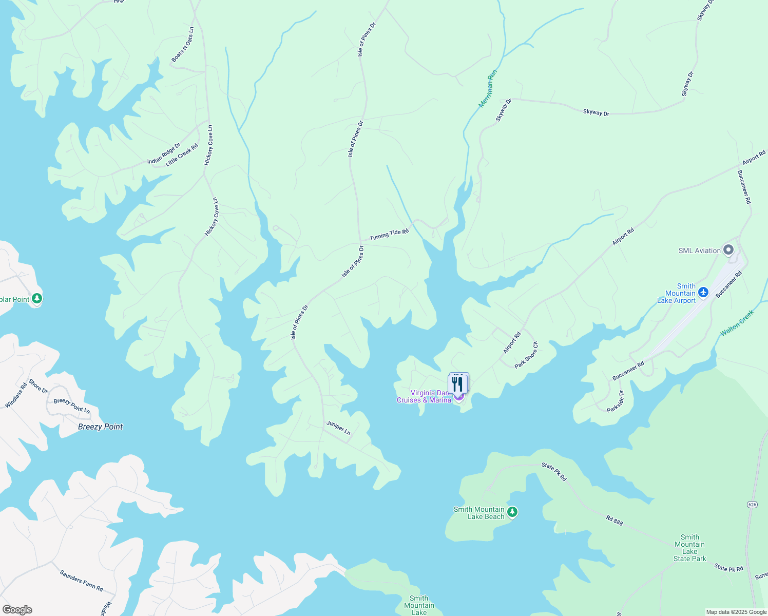 map of restaurants, bars, coffee shops, grocery stores, and more near 202 Twin Cove Trail in Moneta