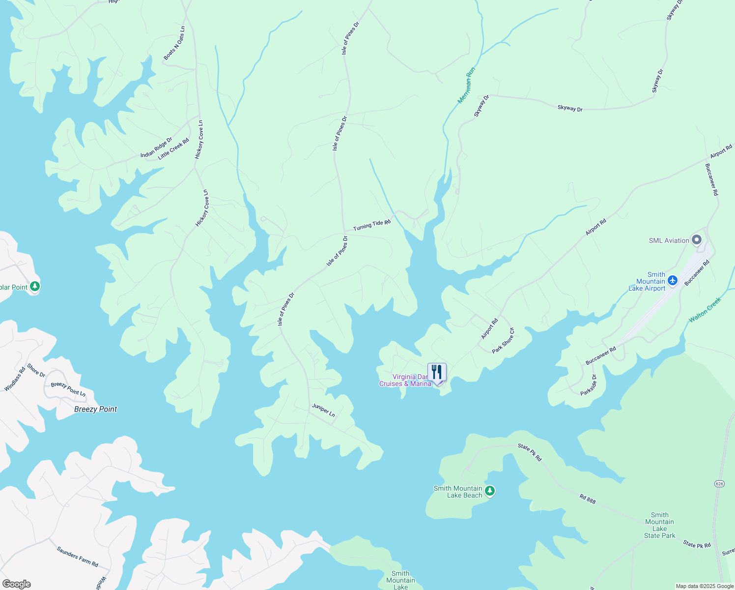 map of restaurants, bars, coffee shops, grocery stores, and more near 202 Twin Cove Trail in Moneta