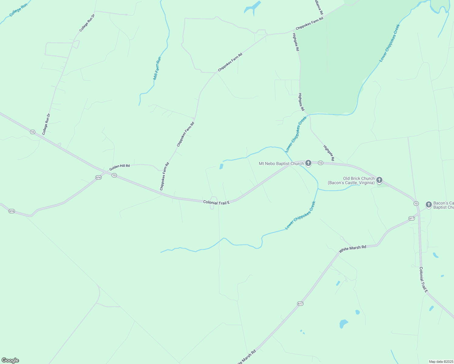 map of restaurants, bars, coffee shops, grocery stores, and more near 4991 Colonial Trail East in Surry