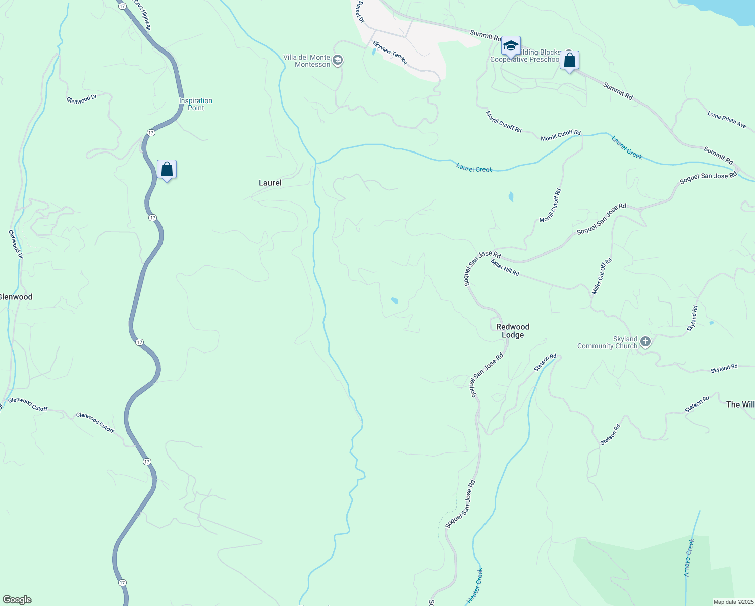 map of restaurants, bars, coffee shops, grocery stores, and more near 16216 Long Branch Road in Los Gatos