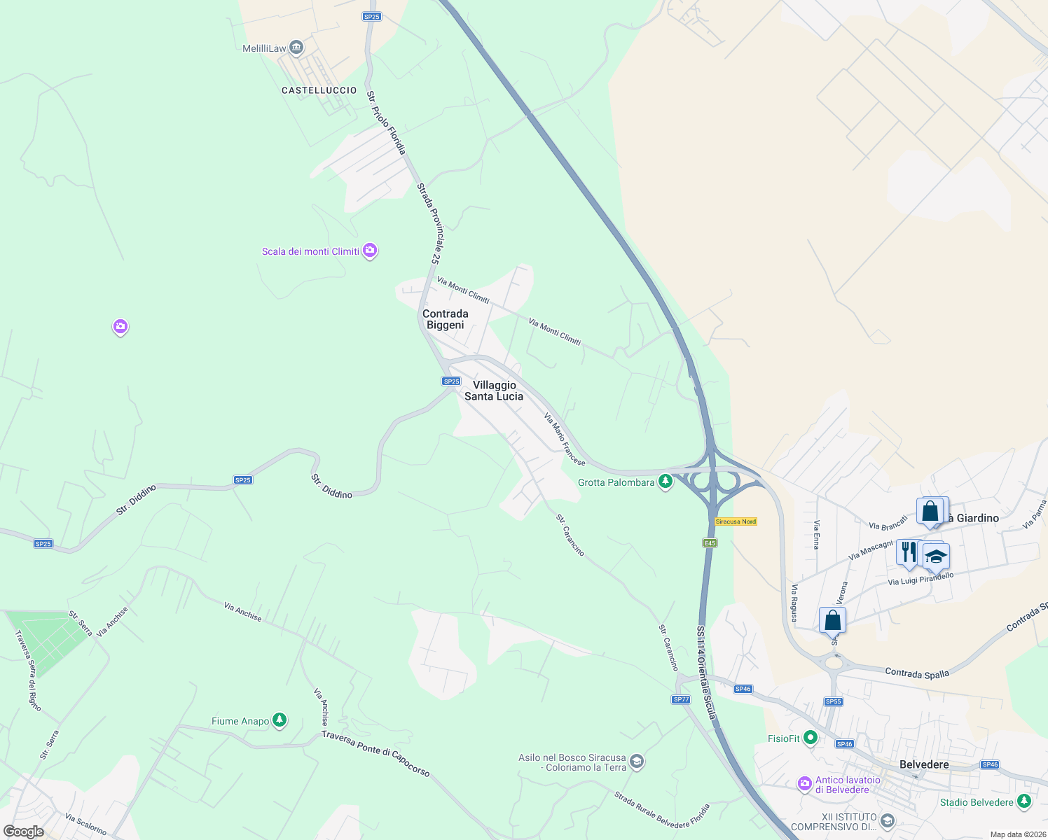 map of restaurants, bars, coffee shops, grocery stores, and more near 37 Via Luigi Volpicelli in Libero consorzio comunale di Siracusa
