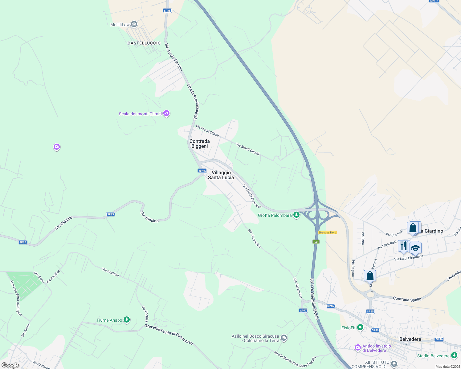 map of restaurants, bars, coffee shops, grocery stores, and more near 37 Via Luigi Volpicelli in Libero consorzio comunale di Siracusa