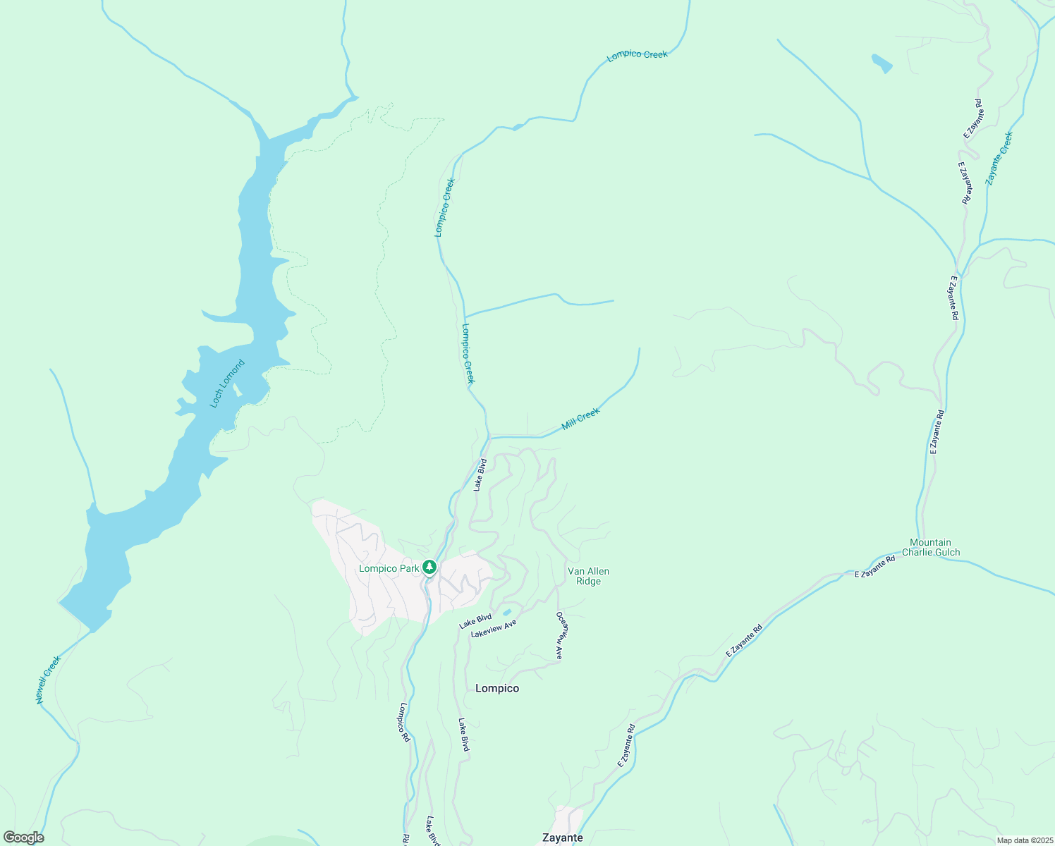map of restaurants, bars, coffee shops, grocery stores, and more near Desear Way in Lompico