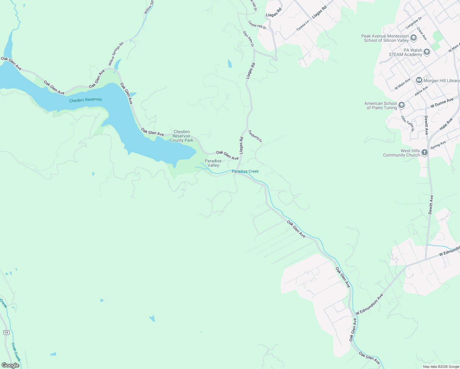map of restaurants, bars, coffee shops, grocery stores, and more near 2315 Rockwood Ranch Road in Morgan Hill