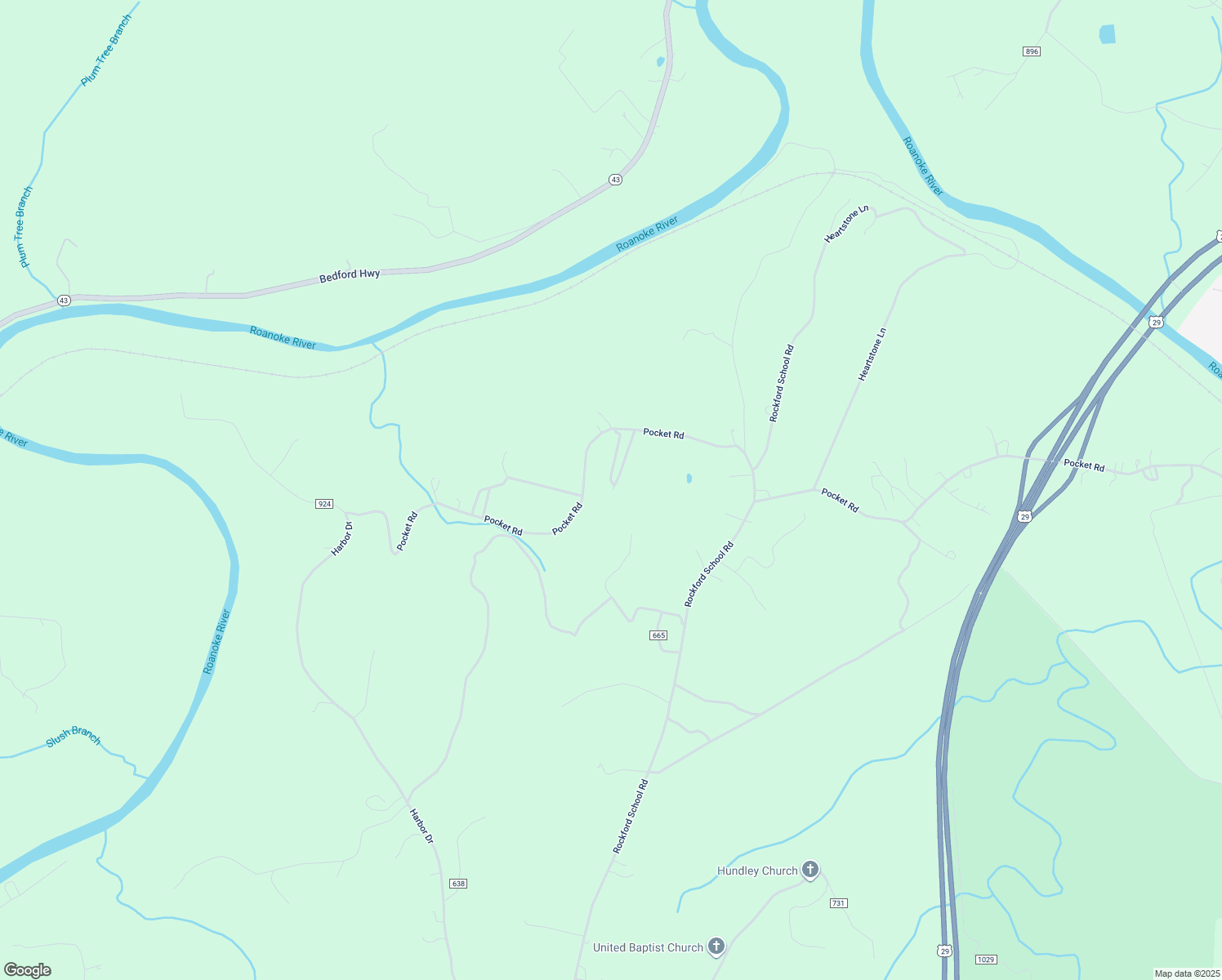 map of restaurants, bars, coffee shops, grocery stores, and more near 3489 Pocket Road in Hurt