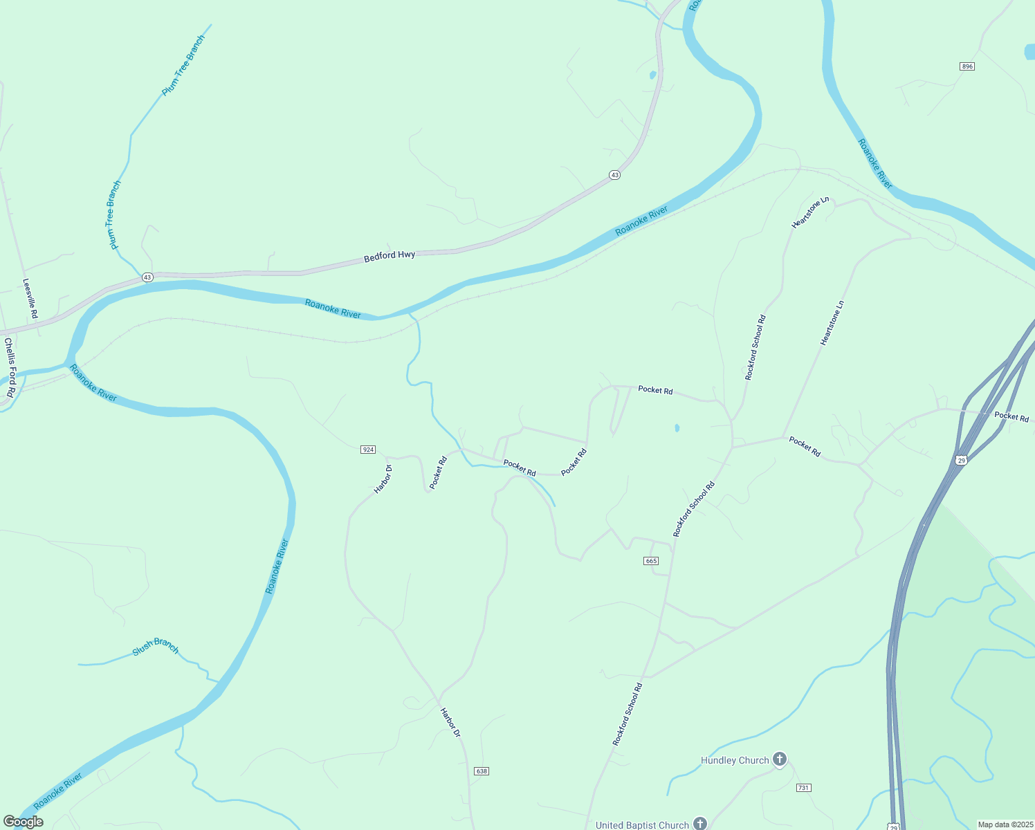 map of restaurants, bars, coffee shops, grocery stores, and more near 4220 Pocket Road in Hurt