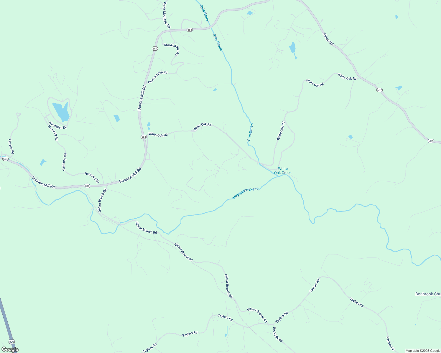 map of restaurants, bars, coffee shops, grocery stores, and more near 299 Creekview Drive in Boones Mill