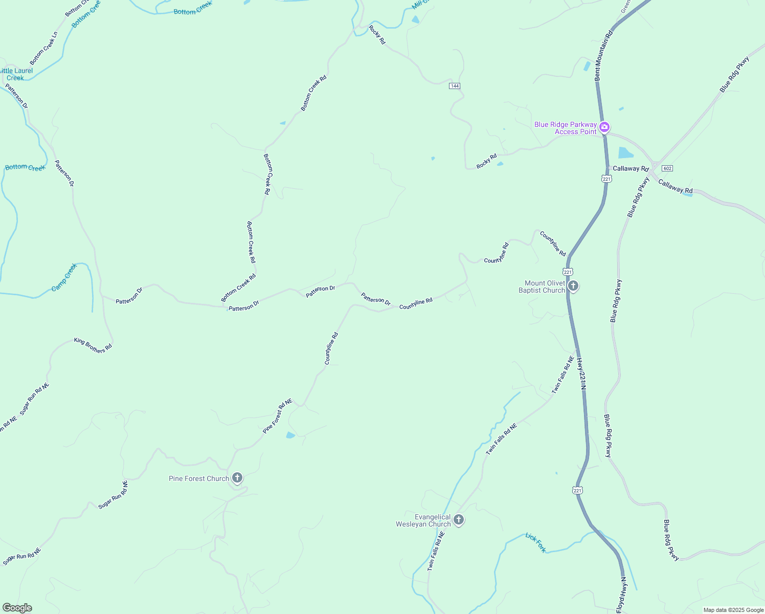 map of restaurants, bars, coffee shops, grocery stores, and more near 11729 CountyLine Road in Bent Mountain