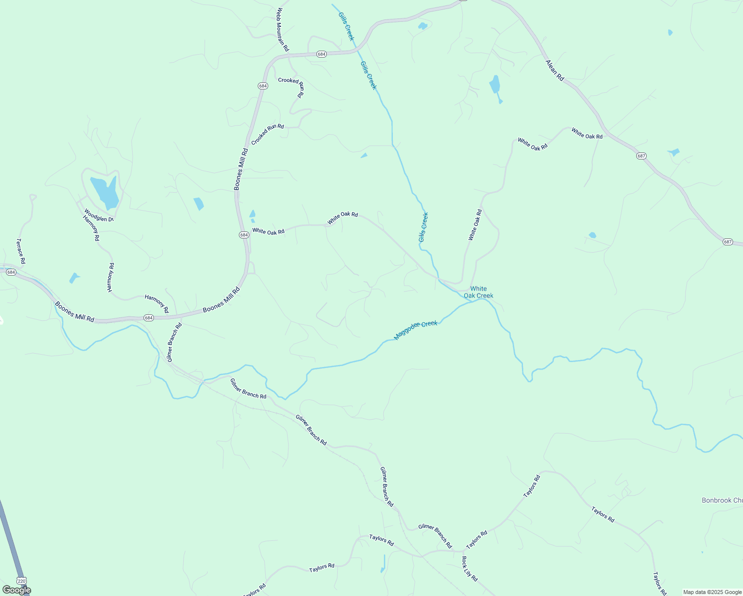 map of restaurants, bars, coffee shops, grocery stores, and more near 299 Creekview Drive in Boones Mill
