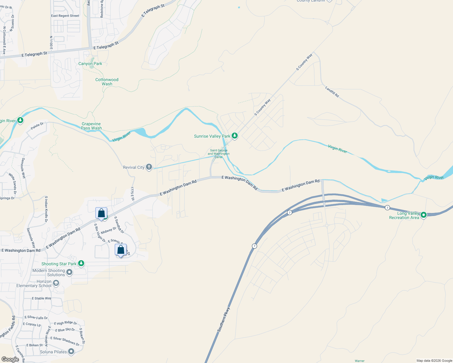 map of restaurants, bars, coffee shops, grocery stores, and more near 2540 E Washington Dam Rd in Washington