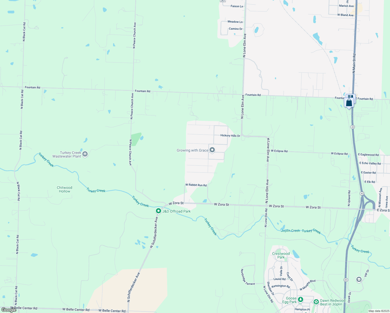 map of restaurants, bars, coffee shops, grocery stores, and more near 1835 West Marigold Drive in Joplin