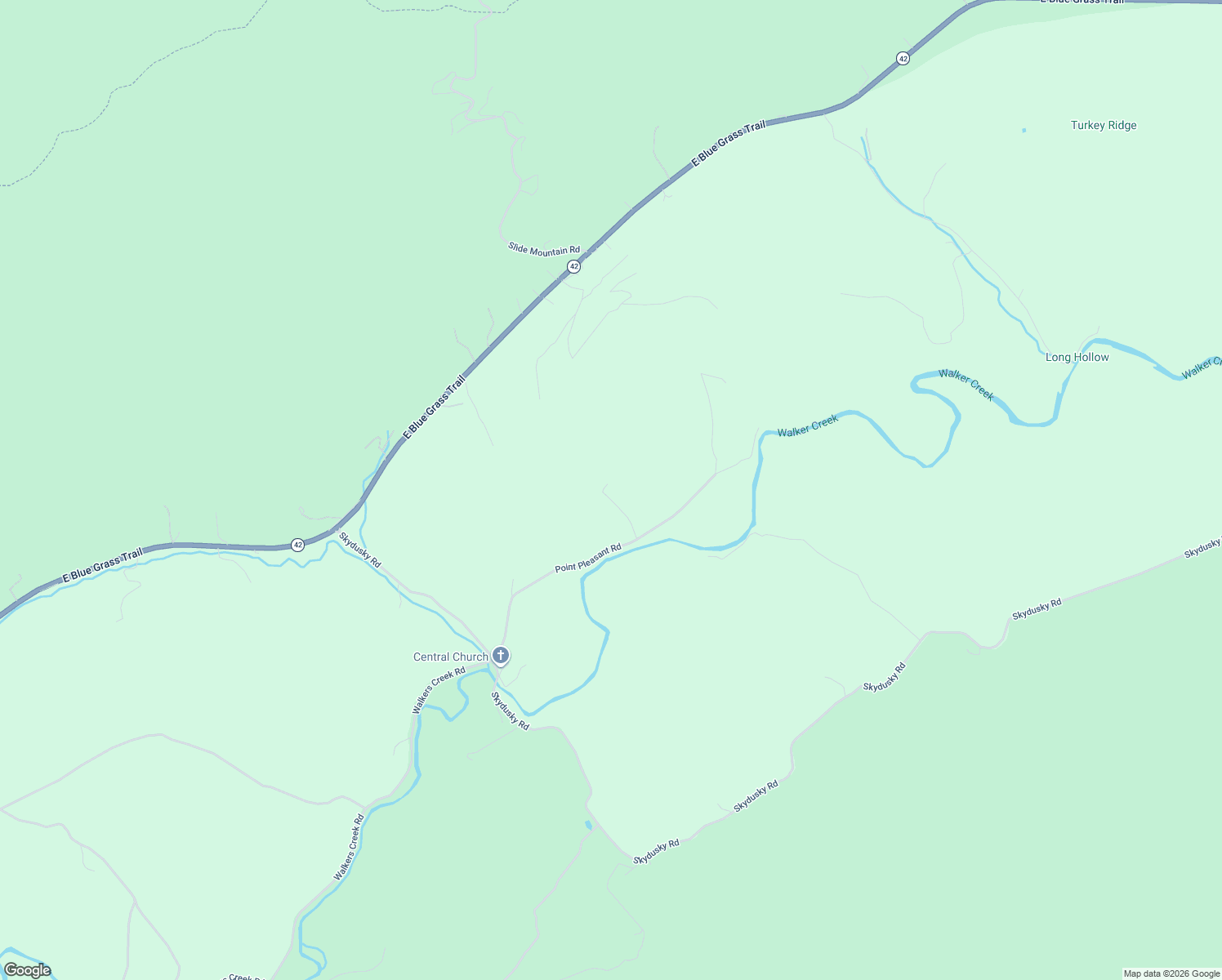 map of restaurants, bars, coffee shops, grocery stores, and more near 621 Point Pleasant Road in Bland