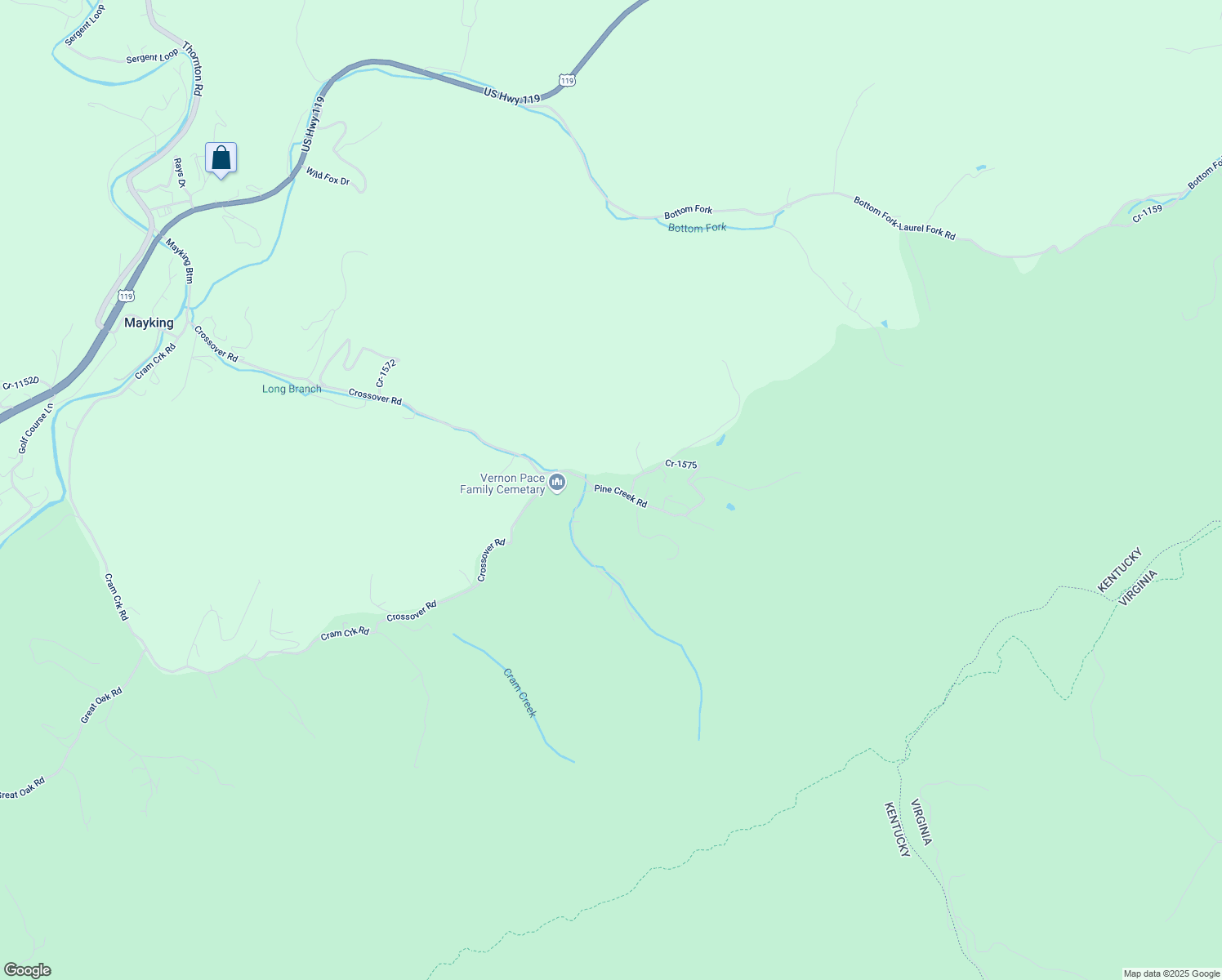 map of restaurants, bars, coffee shops, grocery stores, and more near 1399-1669 Pine Creek Road in Mayking