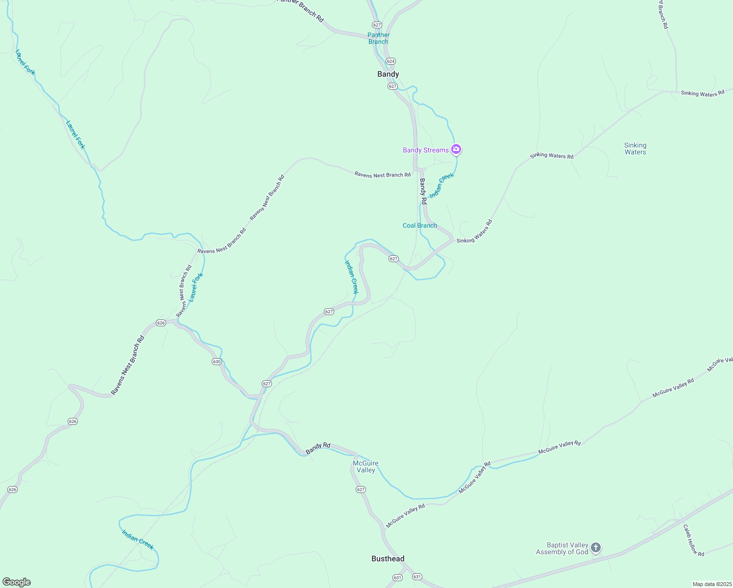 map of restaurants, bars, coffee shops, grocery stores, and more near State Route 627 in Cedar Bluff