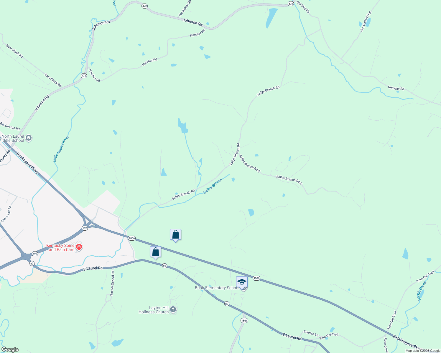 map of restaurants, bars, coffee shops, grocery stores, and more near 1153 Sallys Branch Road in London