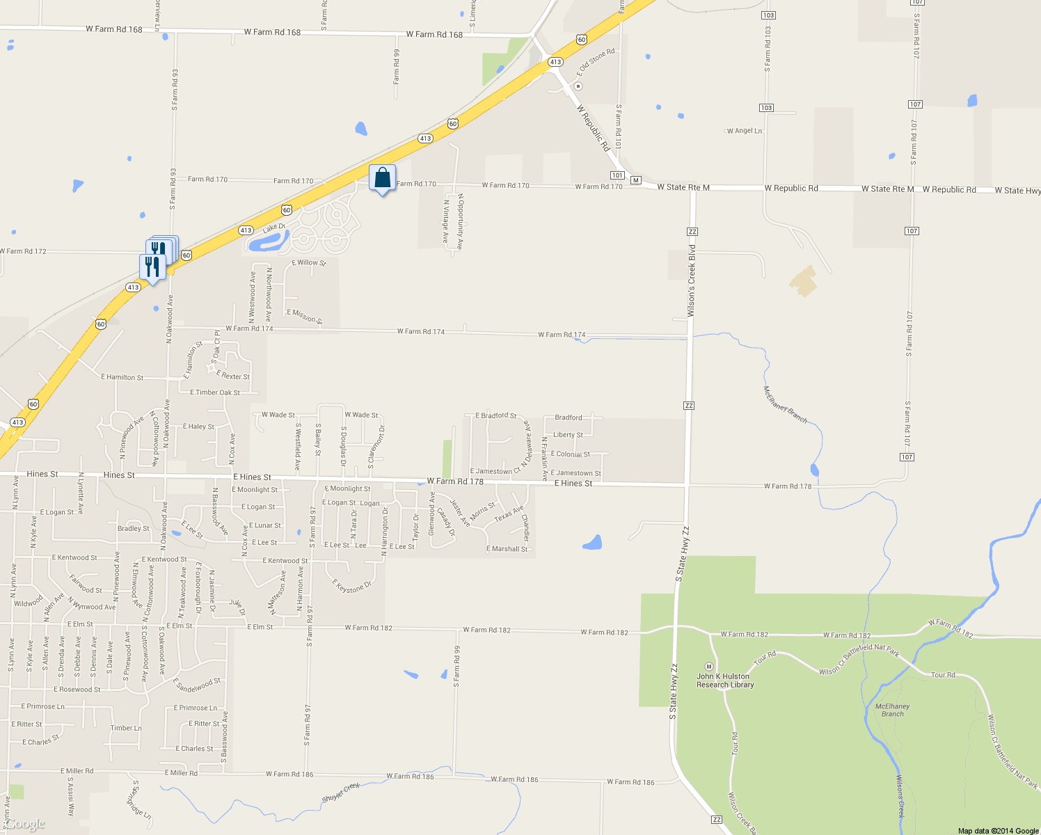 map of restaurants, bars, coffee shops, grocery stores, and more near 3162 East Bradford Street in Republic