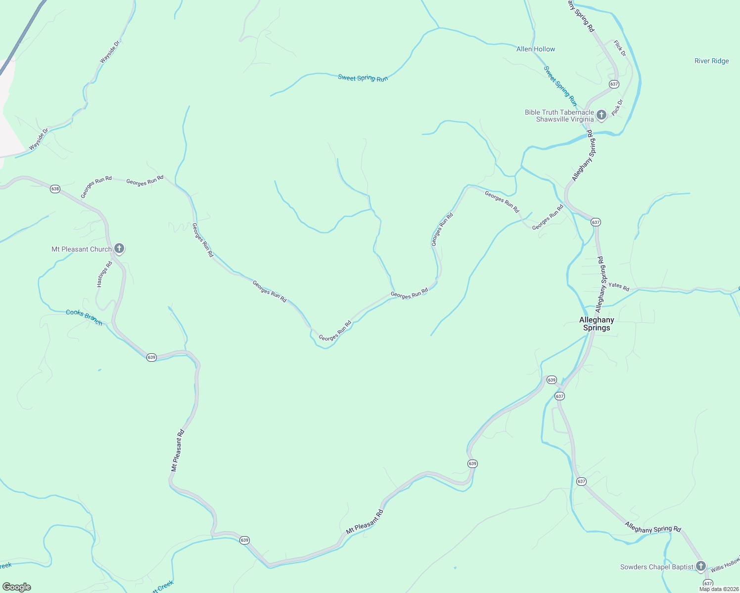 map of restaurants, bars, coffee shops, grocery stores, and more near 3170 State Route 638 in Shawsville