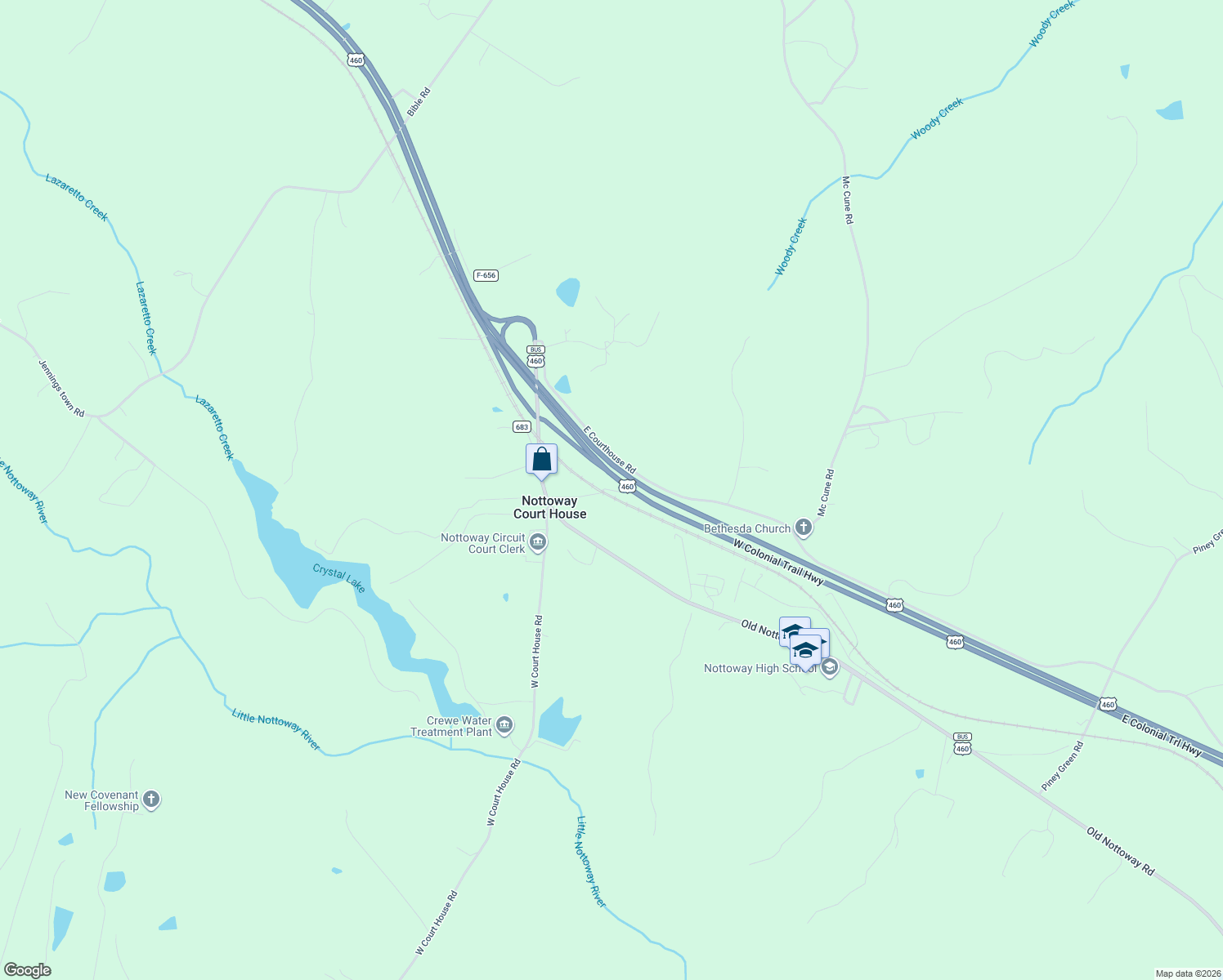 map of restaurants, bars, coffee shops, grocery stores, and more near Carson Lane in Crewe