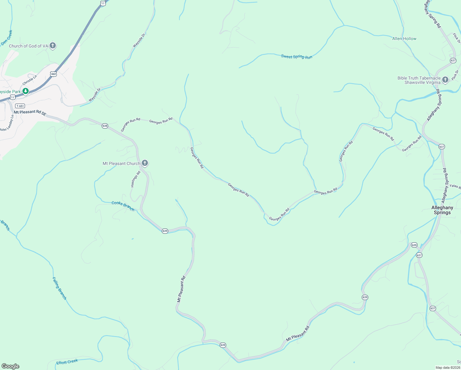 map of restaurants, bars, coffee shops, grocery stores, and more near State Route 638 in Montgomery County