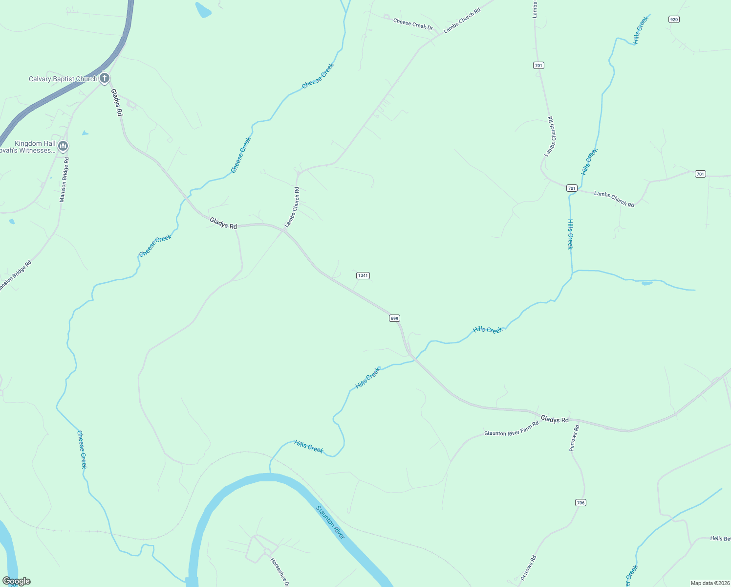 map of restaurants, bars, coffee shops, grocery stores, and more near 7104 Gladys Road in Altavista