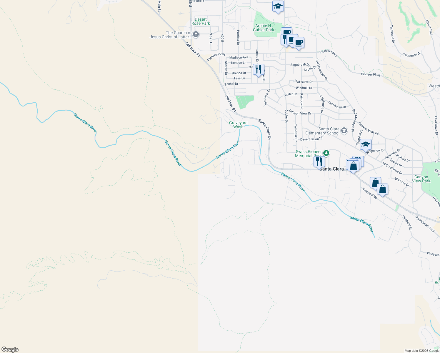 map of restaurants, bars, coffee shops, grocery stores, and more near 1423 Boone Park Circle in Santa Clara