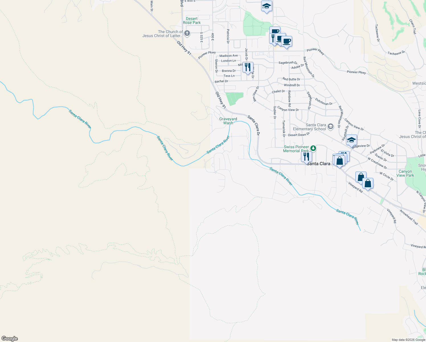 map of restaurants, bars, coffee shops, grocery stores, and more near 1423 Boone Park Circle in Santa Clara