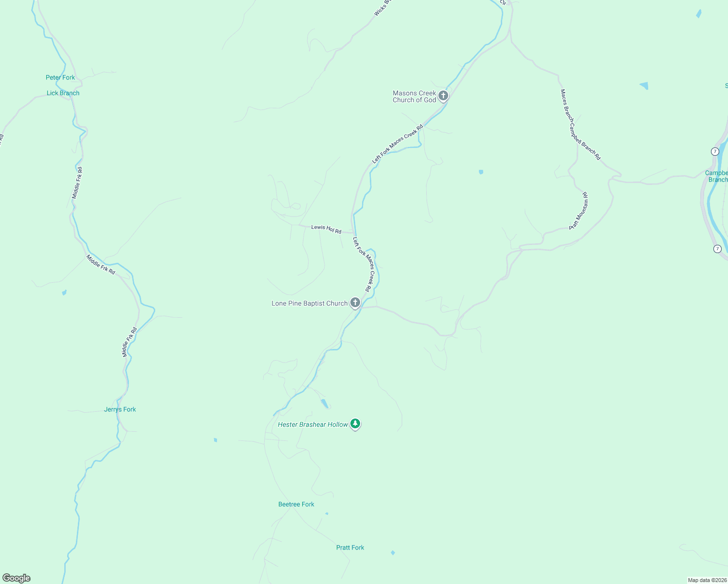 map of restaurants, bars, coffee shops, grocery stores, and more near 4847 Left Fork Maces Creek Road in Viper
