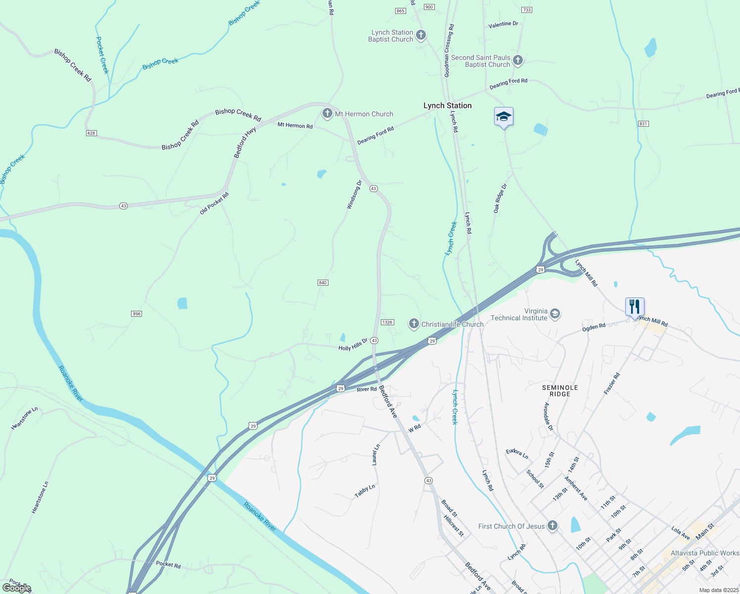 map of restaurants, bars, coffee shops, grocery stores, and more near 282 Bedford Highway in Lynch Station