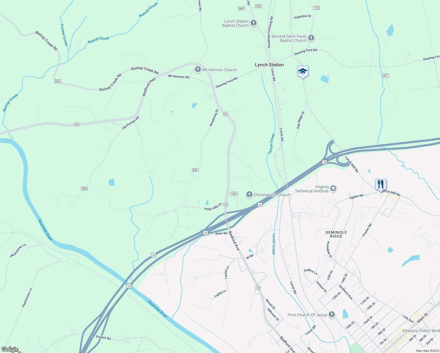 map of restaurants, bars, coffee shops, grocery stores, and more near 282 Bedford Highway in Lynch Station