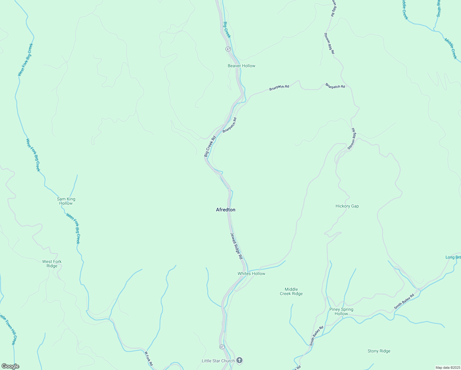 map of restaurants, bars, coffee shops, grocery stores, and more near Highway 67 in Richlands