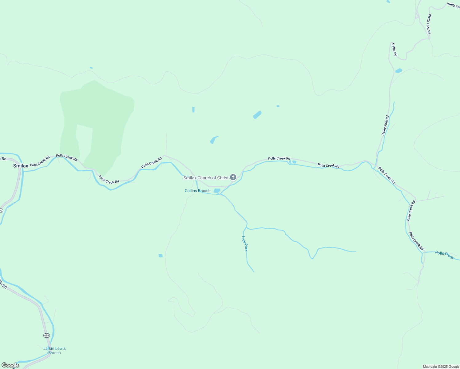 map of restaurants, bars, coffee shops, grocery stores, and more near Polls Creek Road in Leslie County