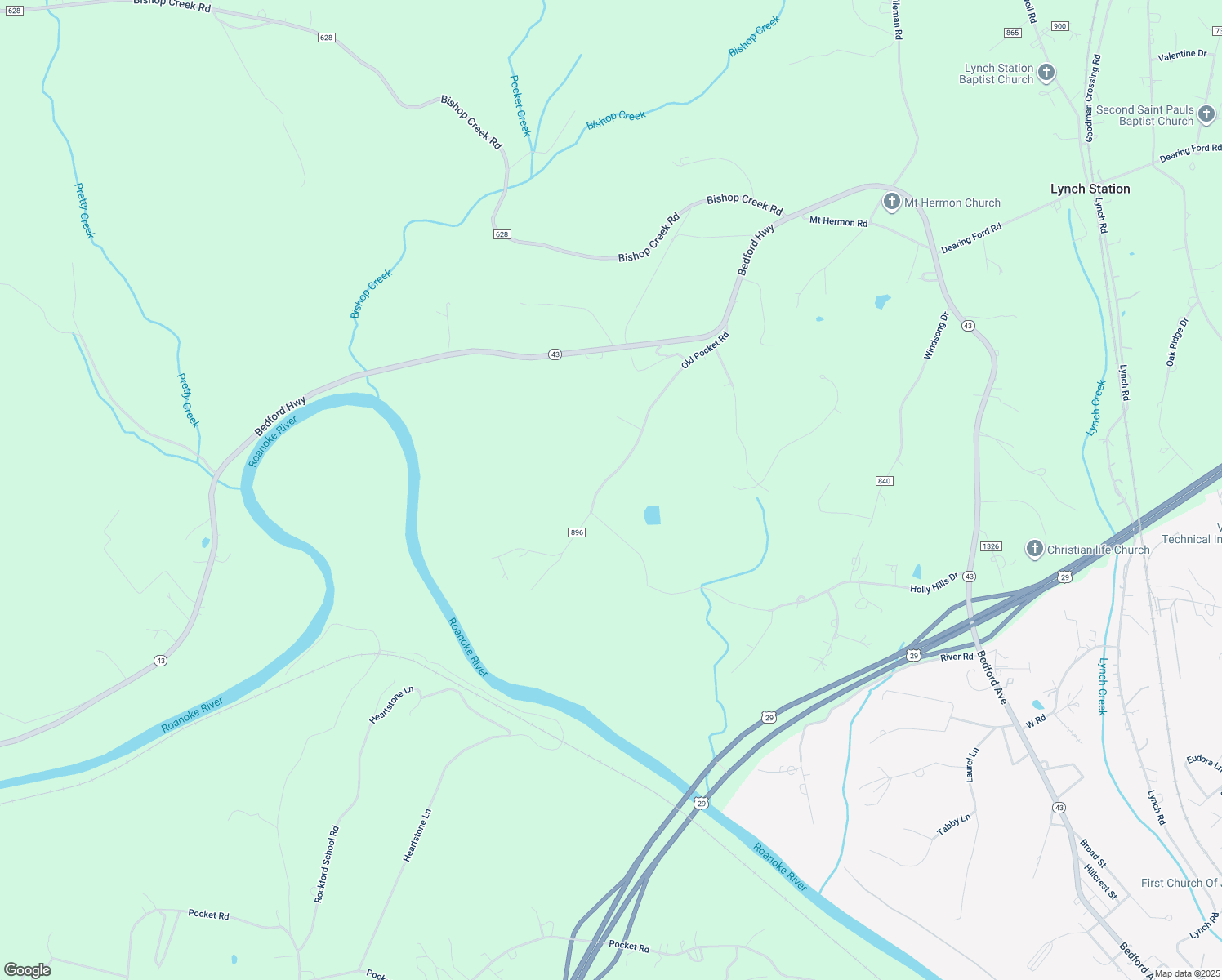 map of restaurants, bars, coffee shops, grocery stores, and more near 606 Old Pocket Road in Lynch Station