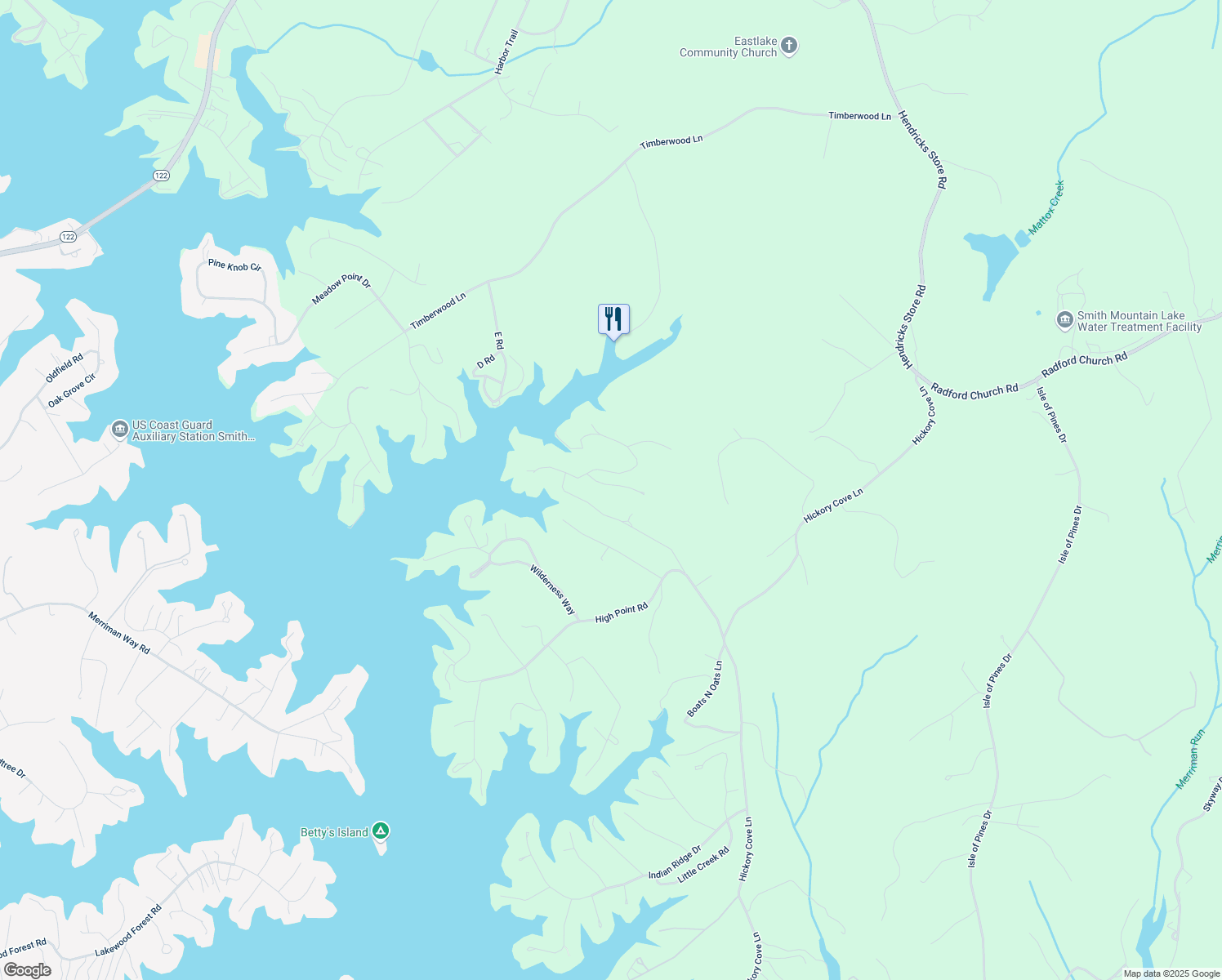 map of restaurants, bars, coffee shops, grocery stores, and more near 105 Whisperridge Court in Moneta