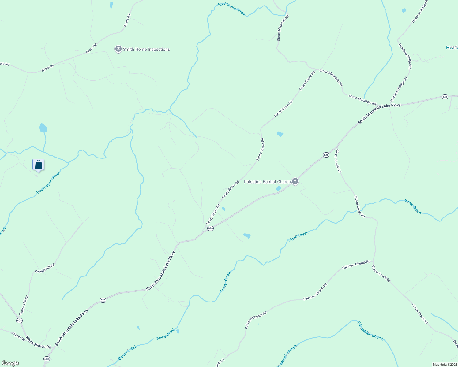map of restaurants, bars, coffee shops, grocery stores, and more near 2213 Fancy Grove Road in Huddleston