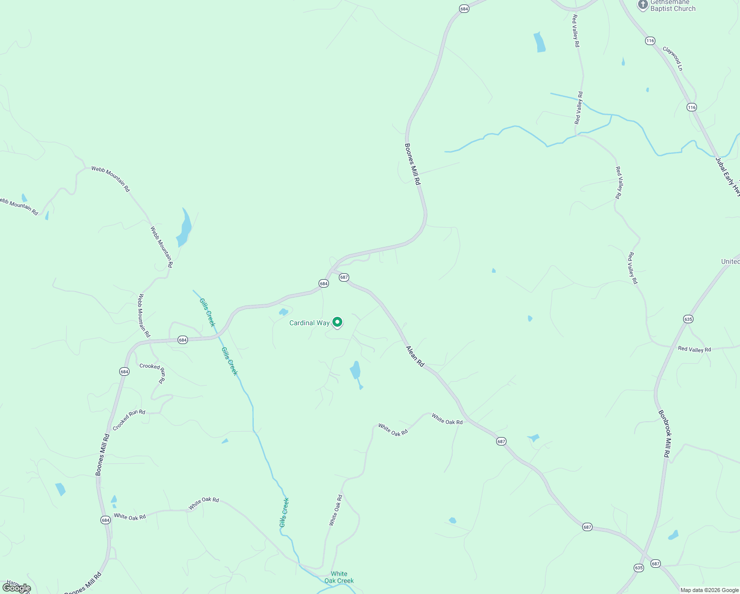 map of restaurants, bars, coffee shops, grocery stores, and more near 5711 Alean Road in Boones Mill