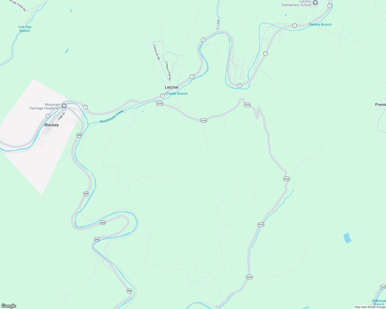 map of restaurants, bars, coffee shops, grocery stores, and more near in Letcher